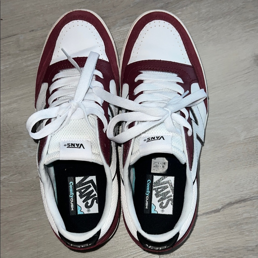 Vans Burgundy and White Low-Top Sneakers